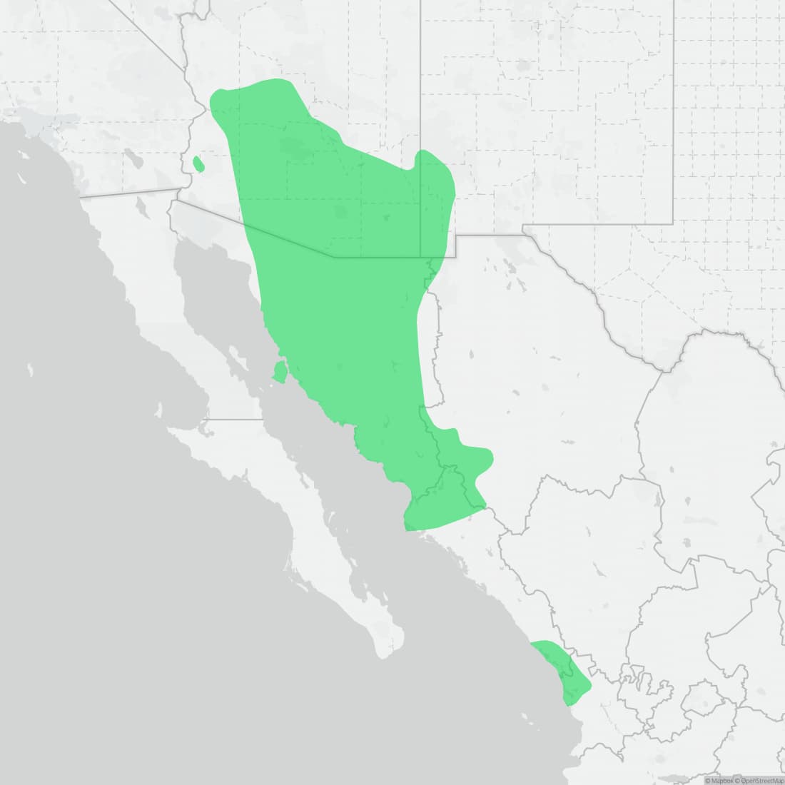 Range map for Sonoran Coralsnake