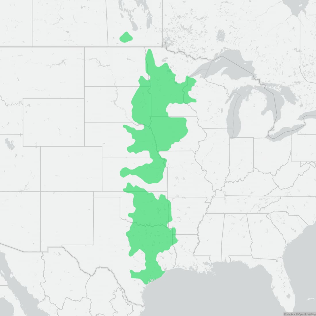 Range map for Prairie Skink