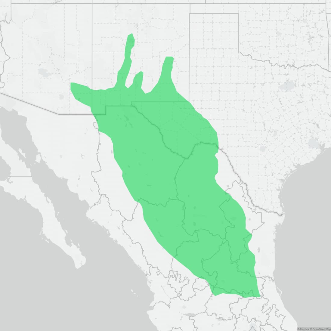 Range map for Desert Kingsnake