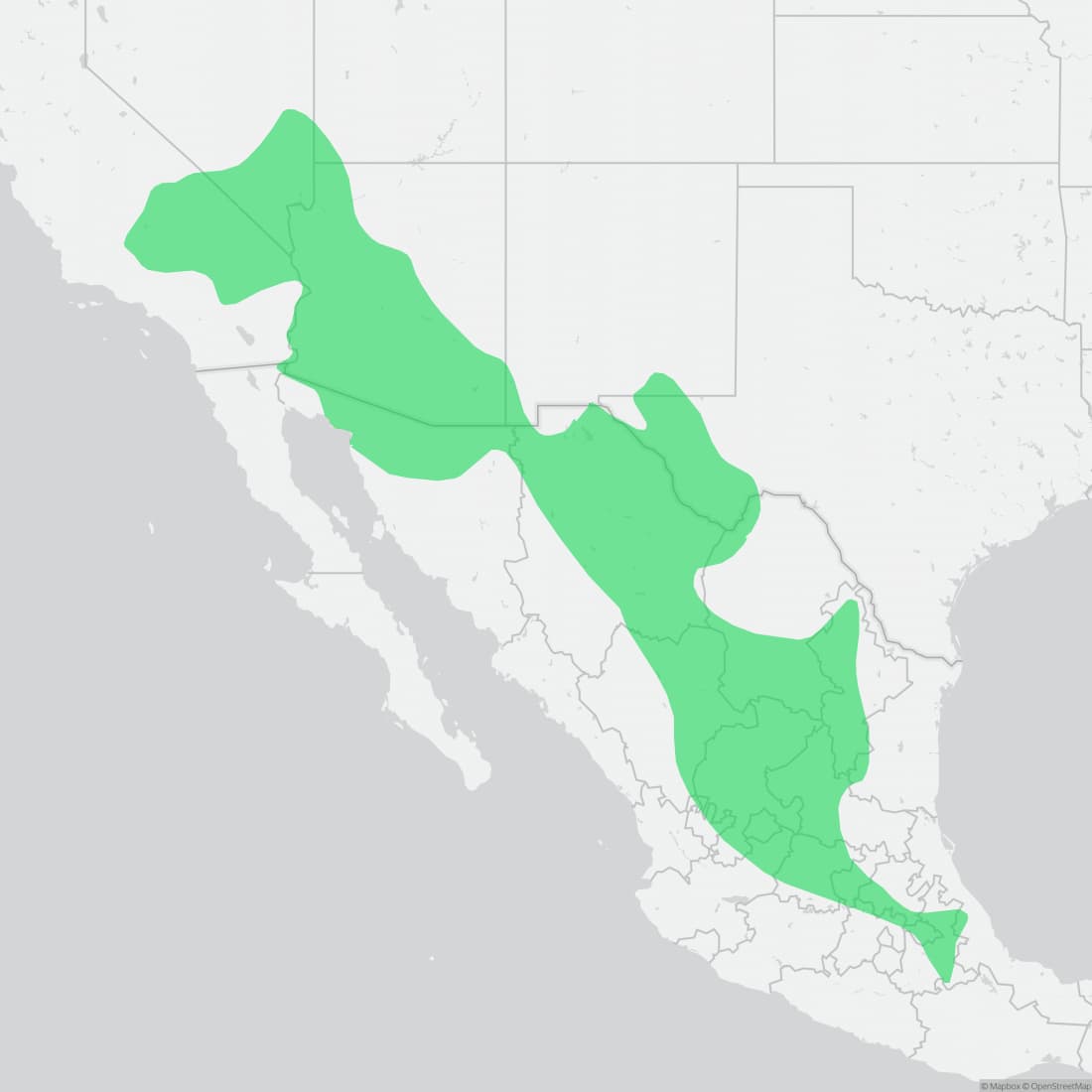 Range map for Mojave Rattlesnake
