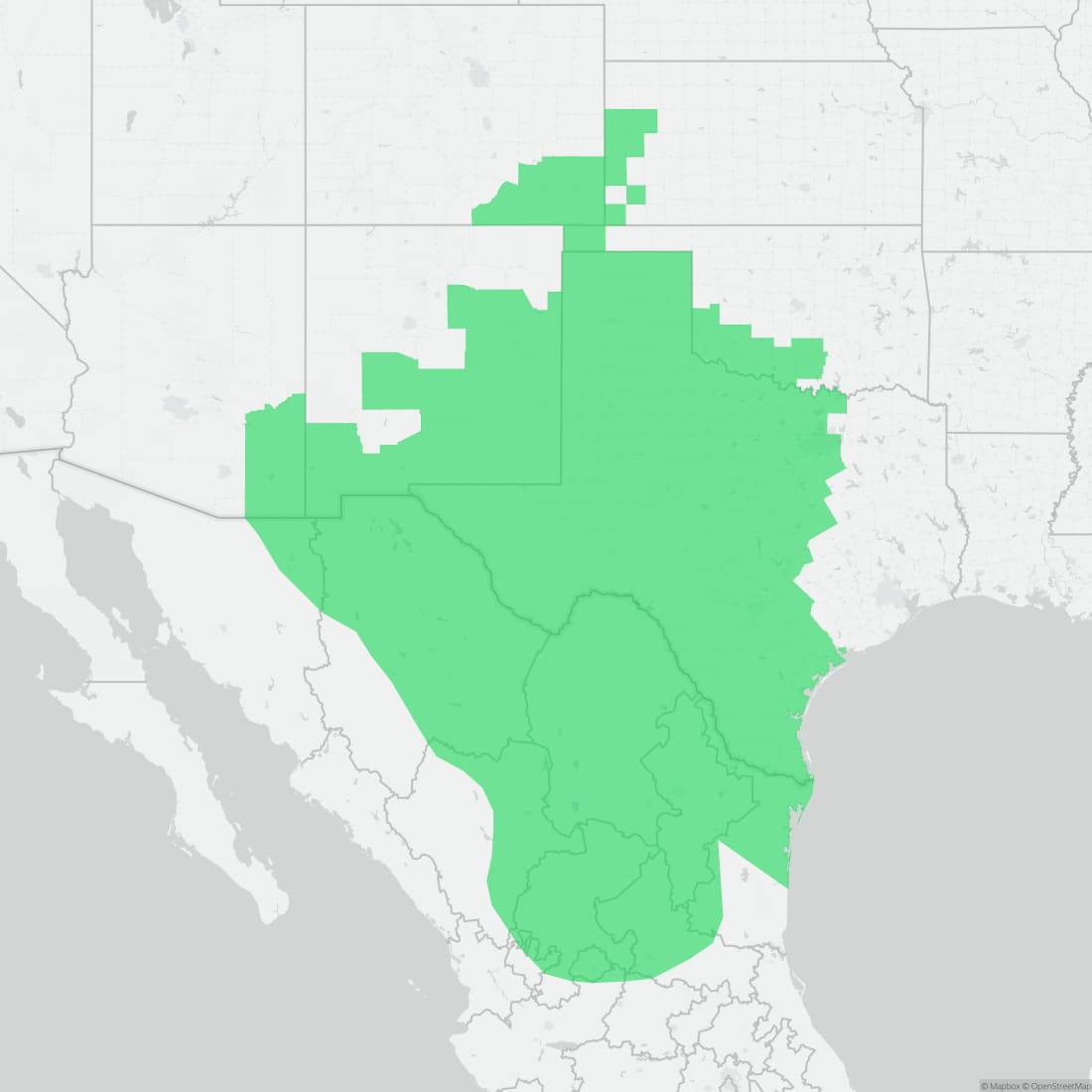 Range map for Chihuahuan Green Toad