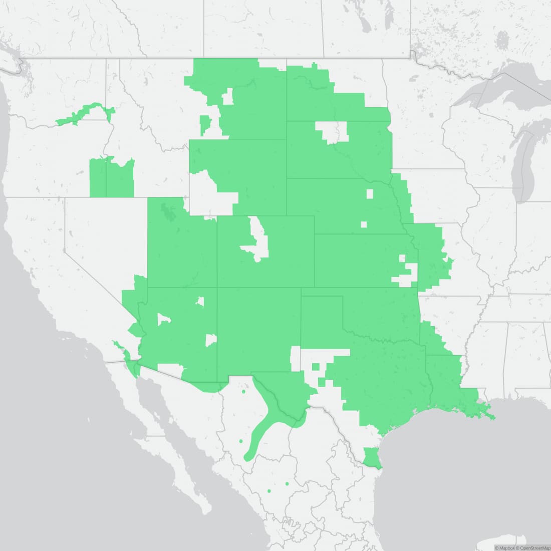 Range map for Woodhouse's Toad