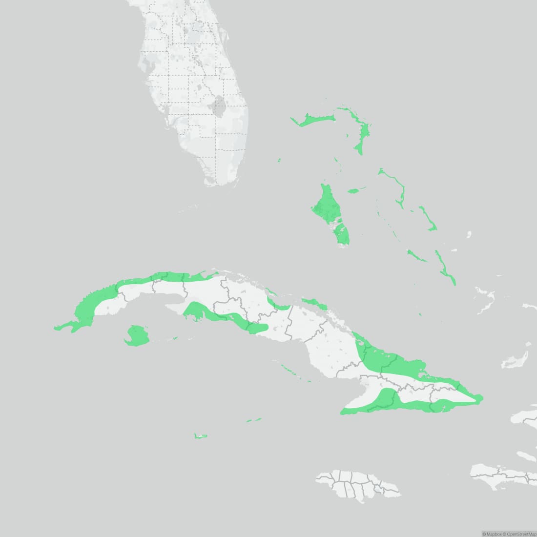 Range map for Northern Curly-tailed Lizard