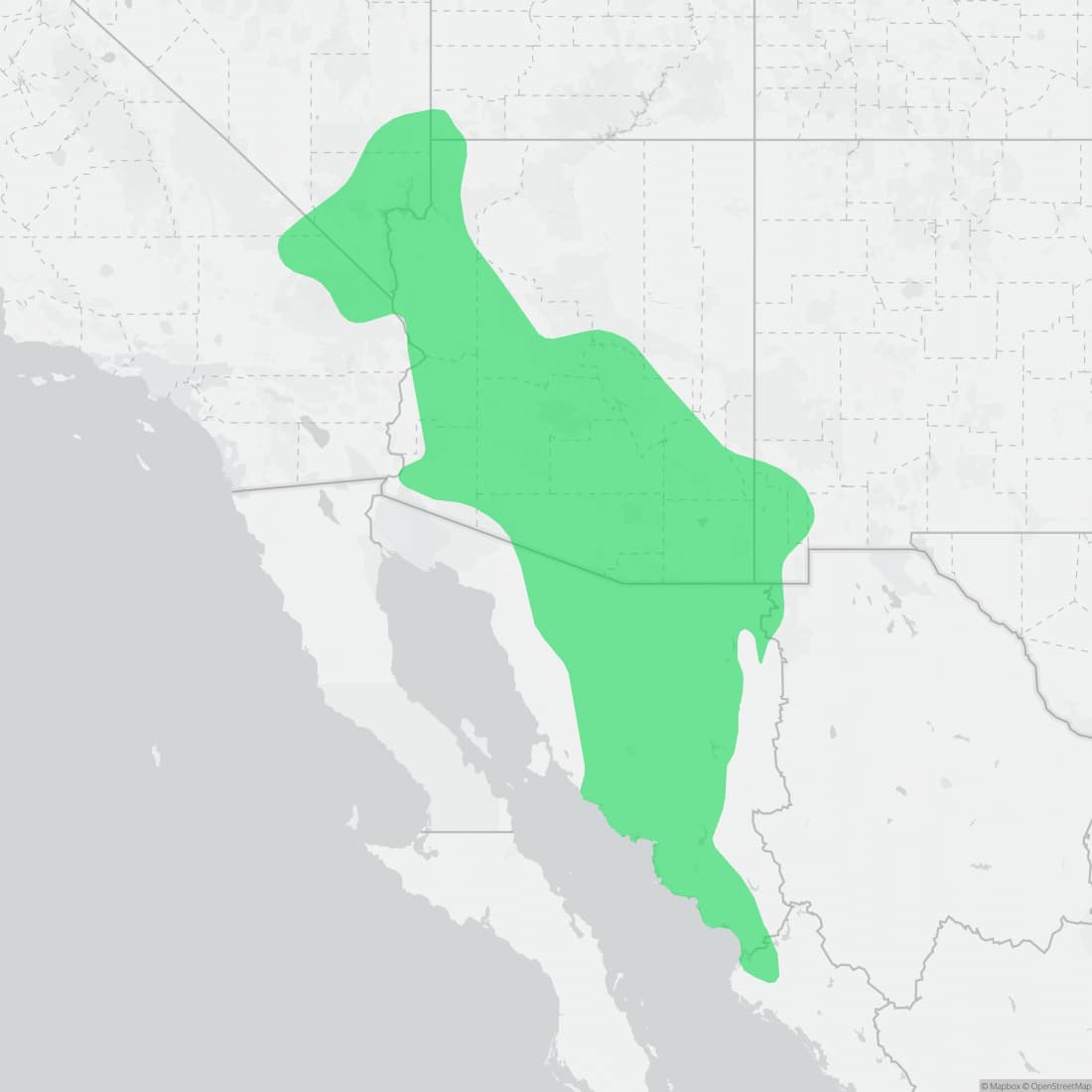 Range map for Gila Monster