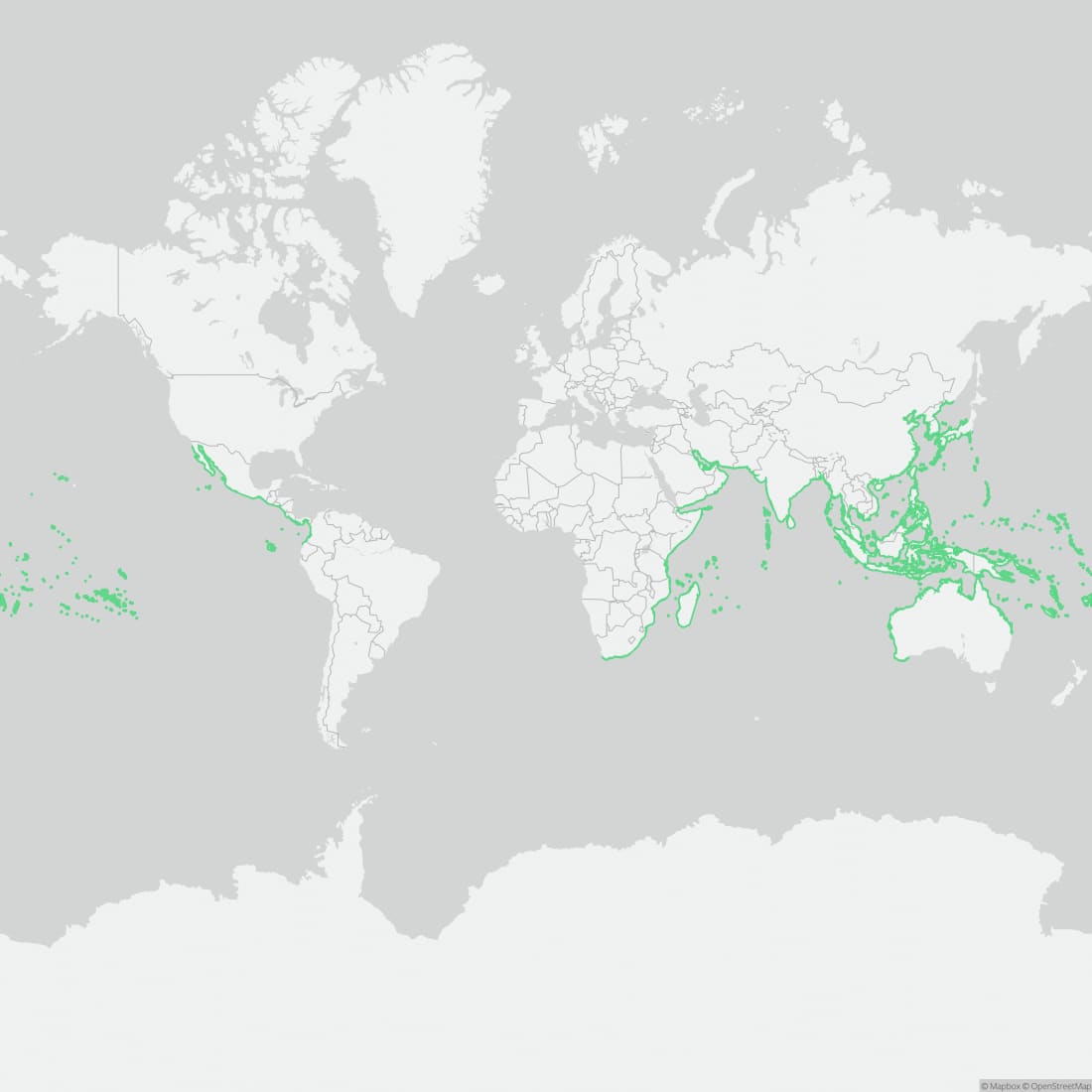 Range map for Yellow-bellied Sea Snake