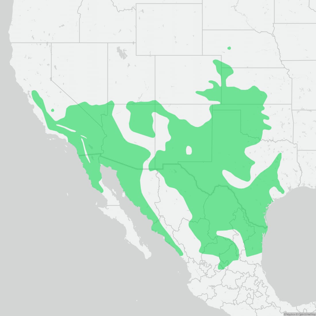 Range map for Glossy Snake