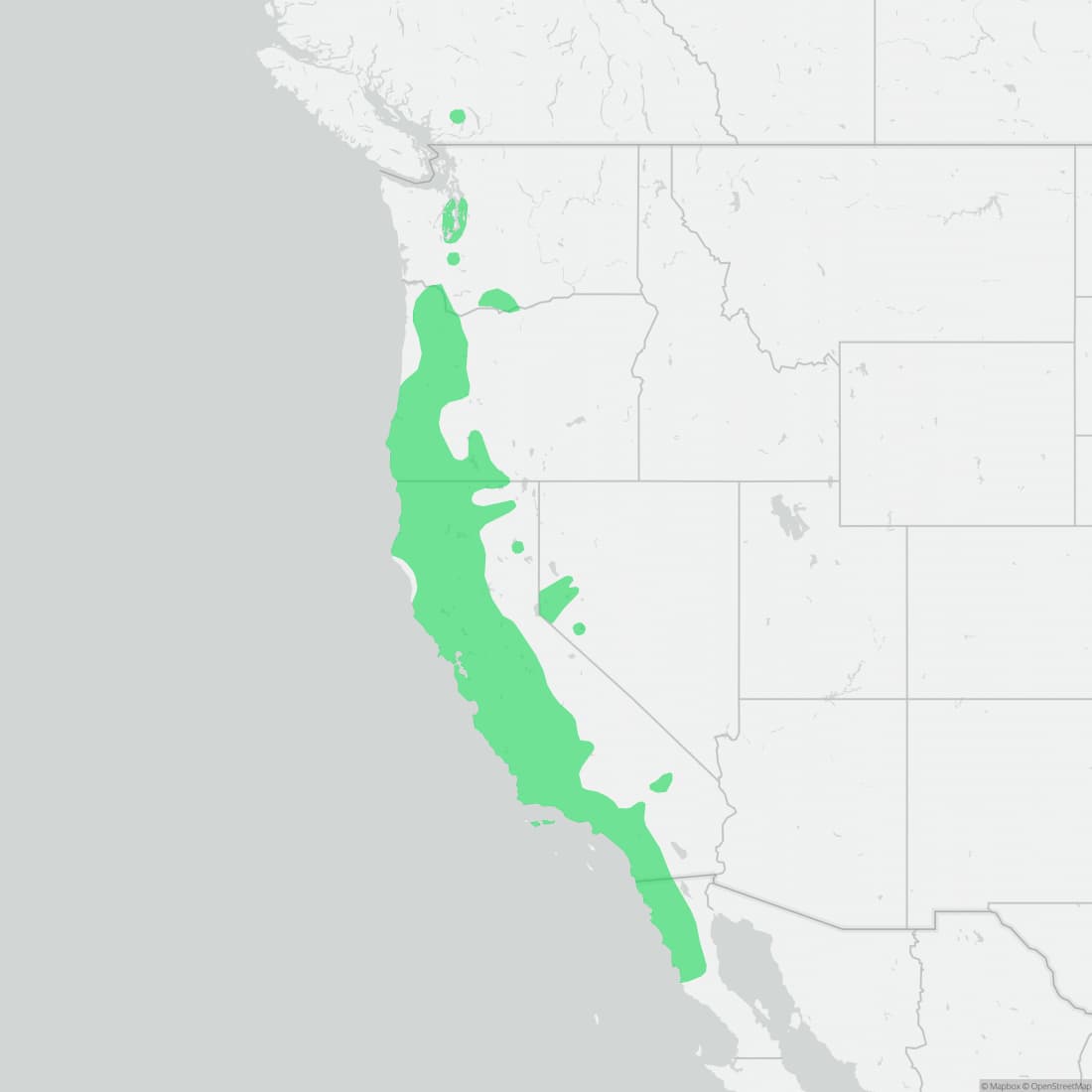 Range map for Western Pond Turtle
