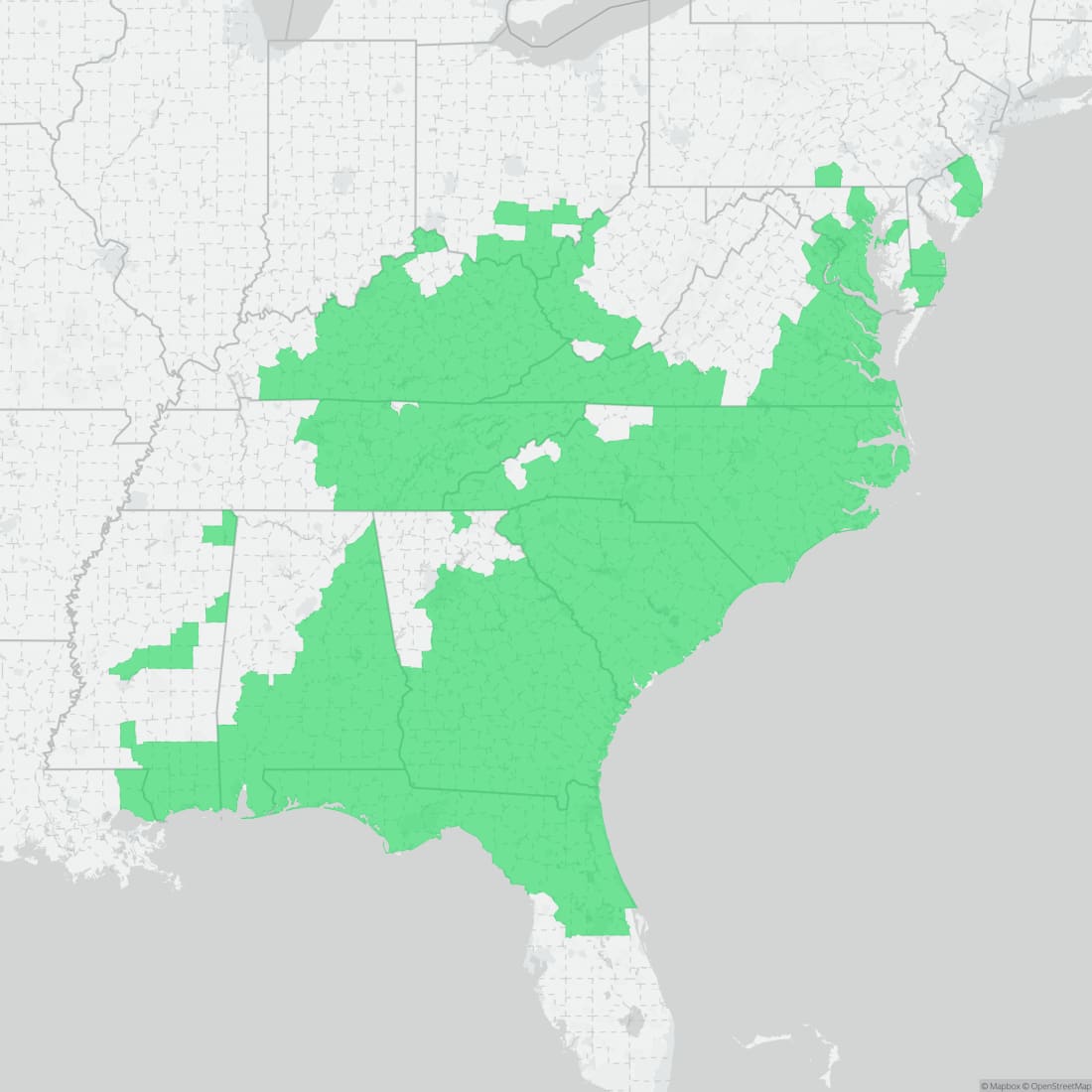 Range map for Mud Salamander