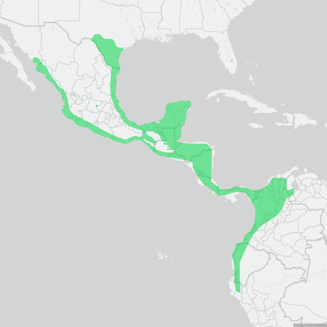Range map for Central American Indigo Snake