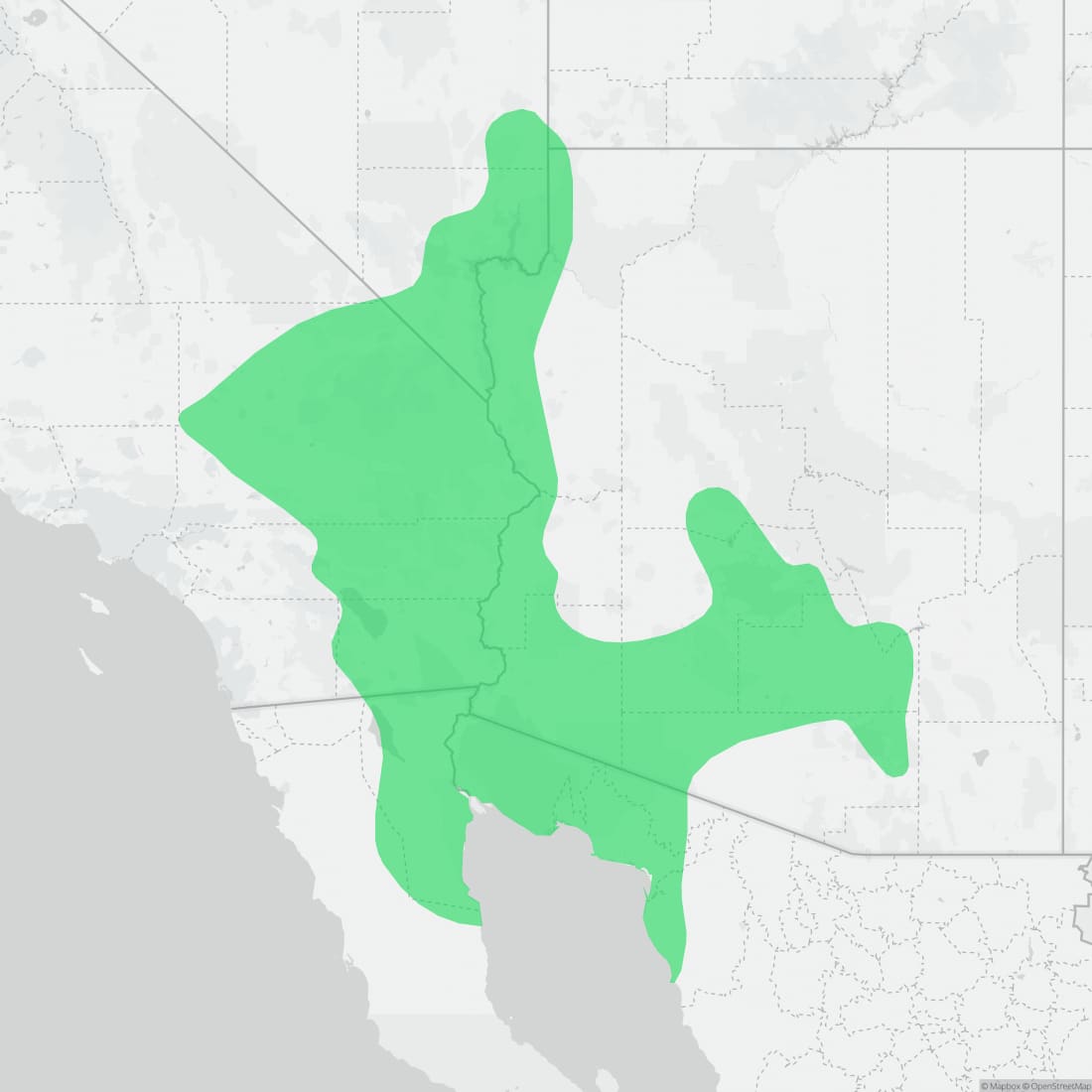 Range map for Long-tailed Brush Lizard