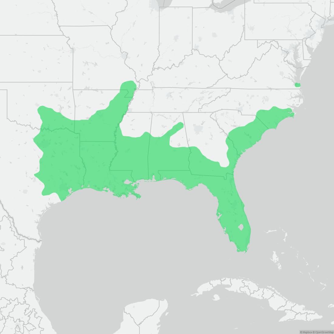 Range map for Chicken Turtle