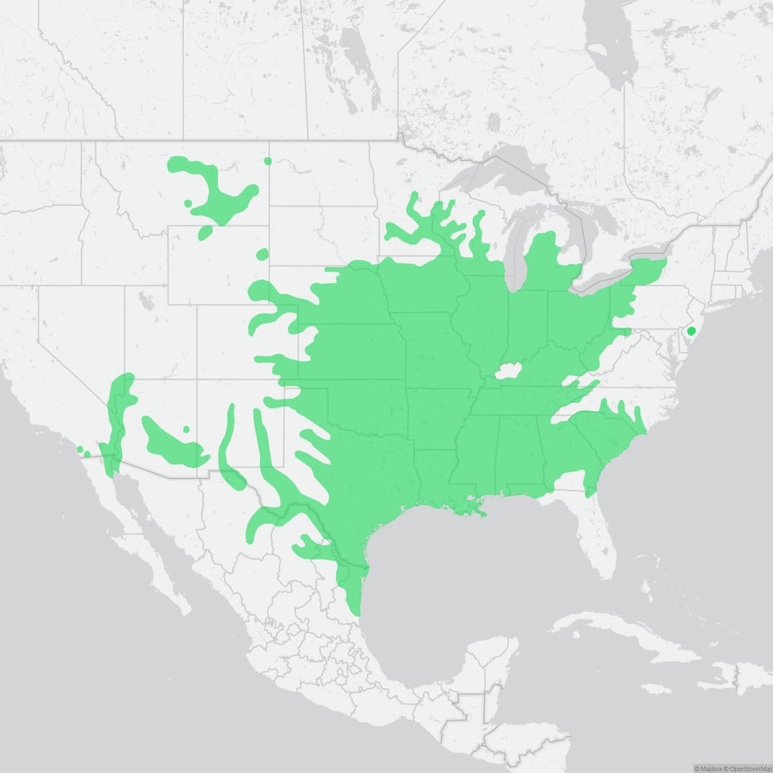 Range map for Spiny Softshell Turtle