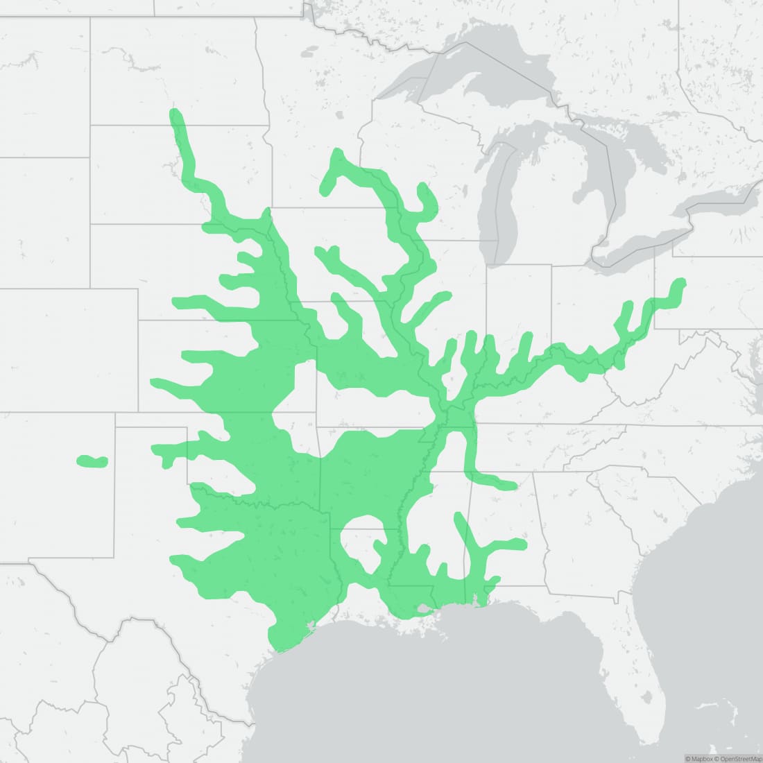 Range map for Smooth Softshell Turtle