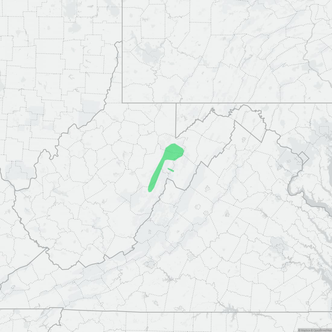 Range map for Cheat Mountain Salamander