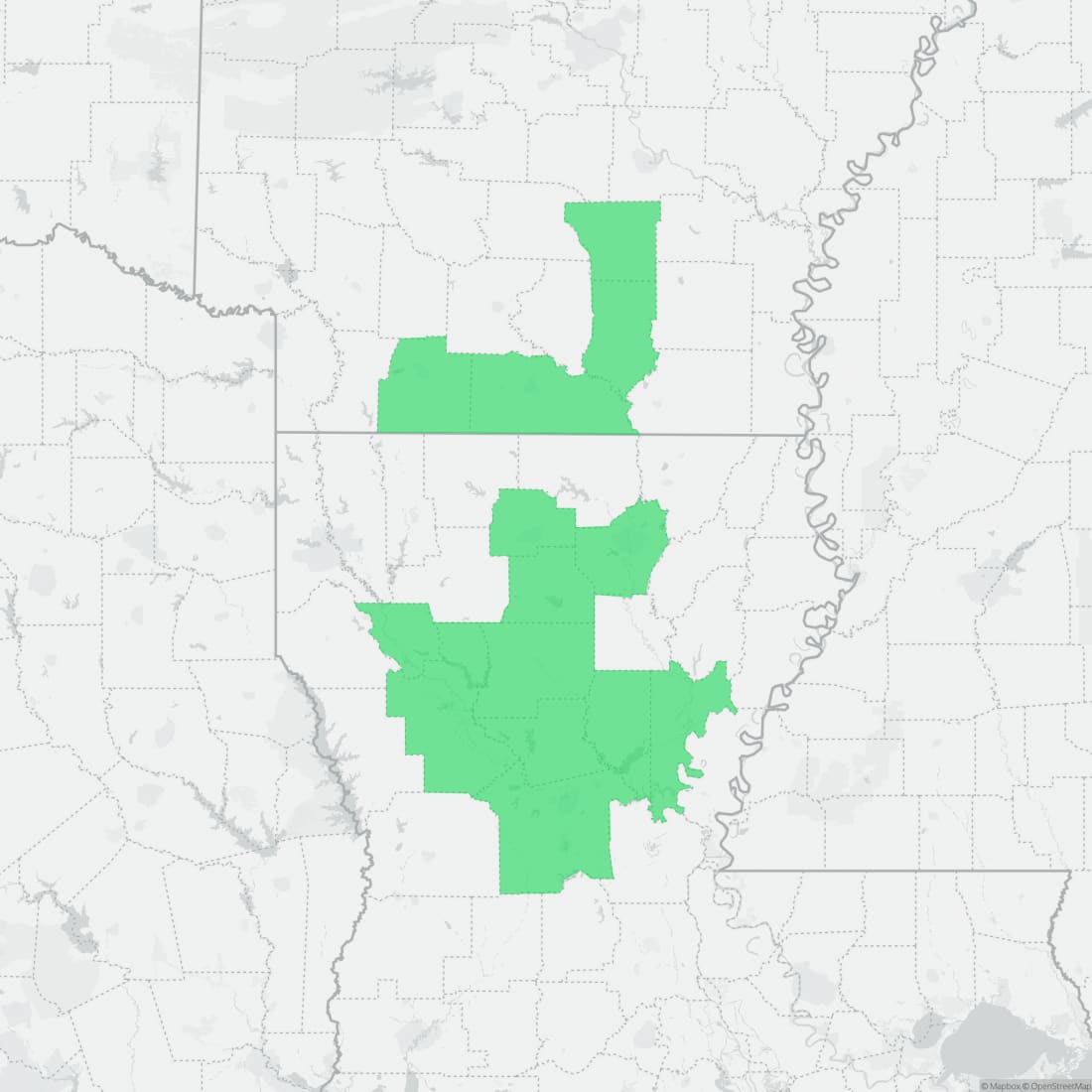 Range map for Louisiana Slimy Salamander