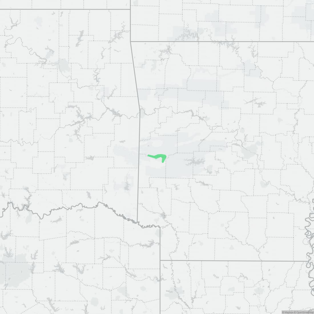 Range map for Fourche Mountain Salamander