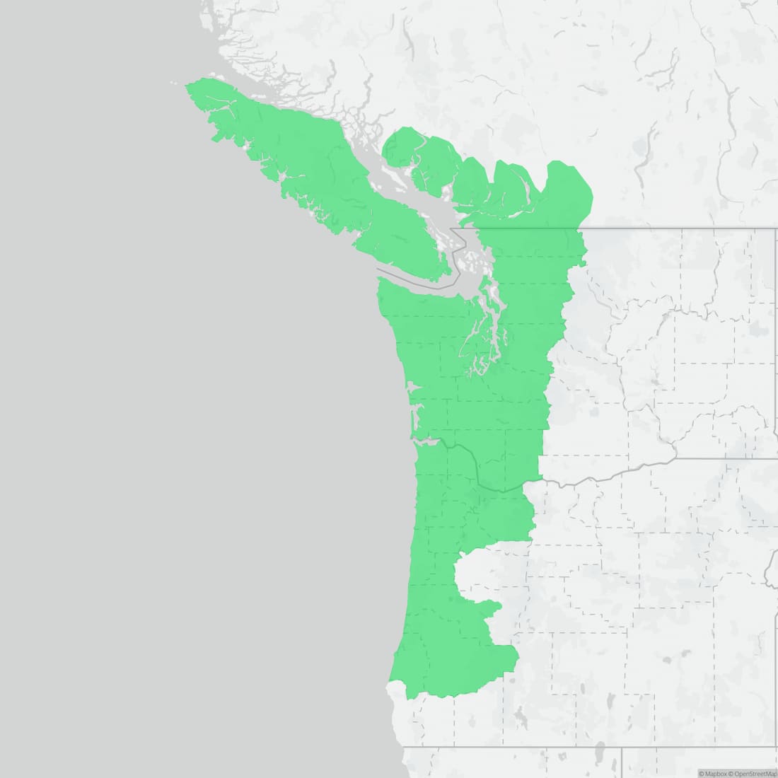 Range map for Western Red-backed Salamander
