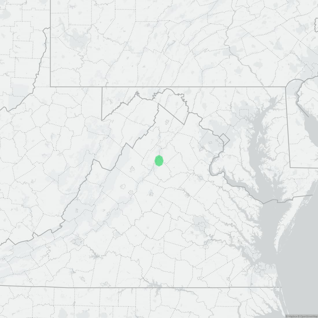 Range map for Shenandoah Salamander