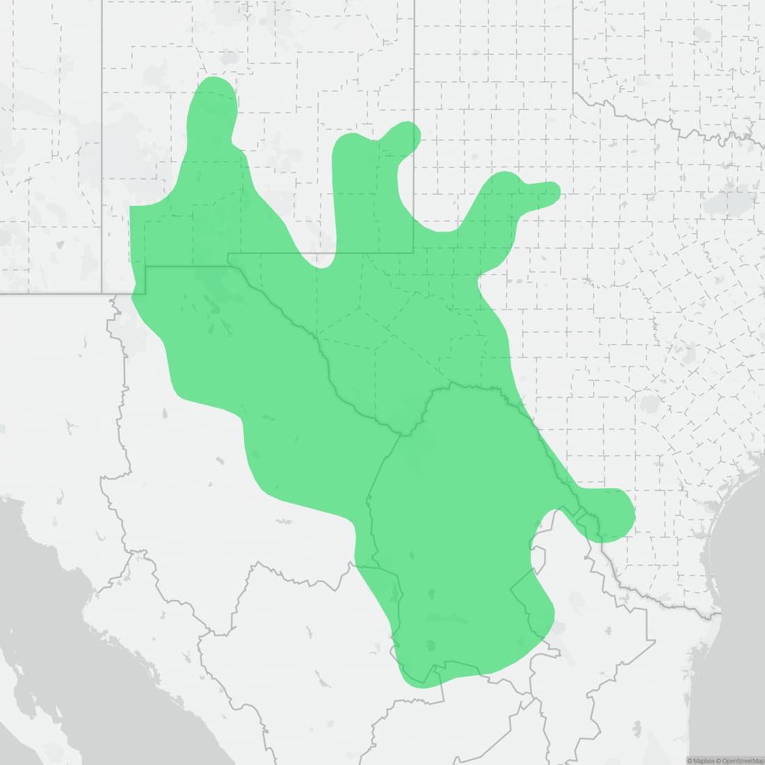 Range map for Marbled Whiptail