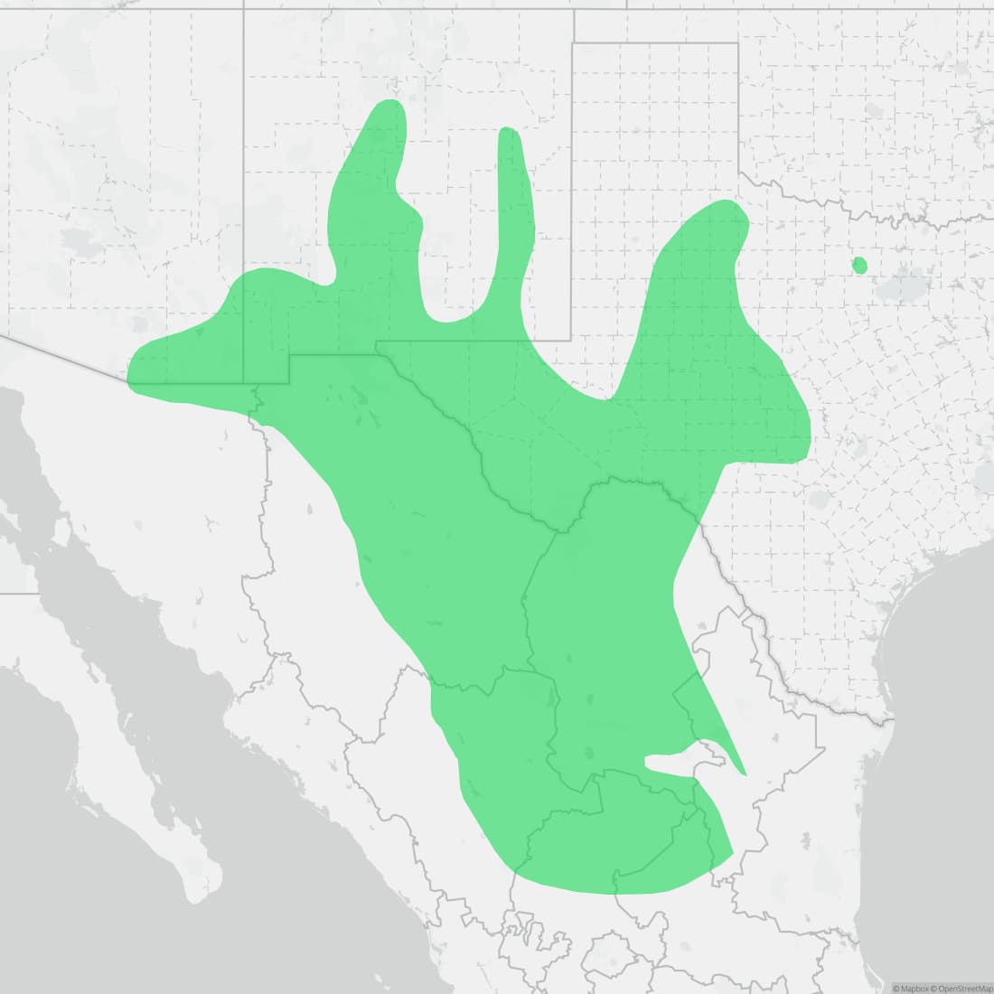 Range map for Chihuahuan Hook-nosed Snake