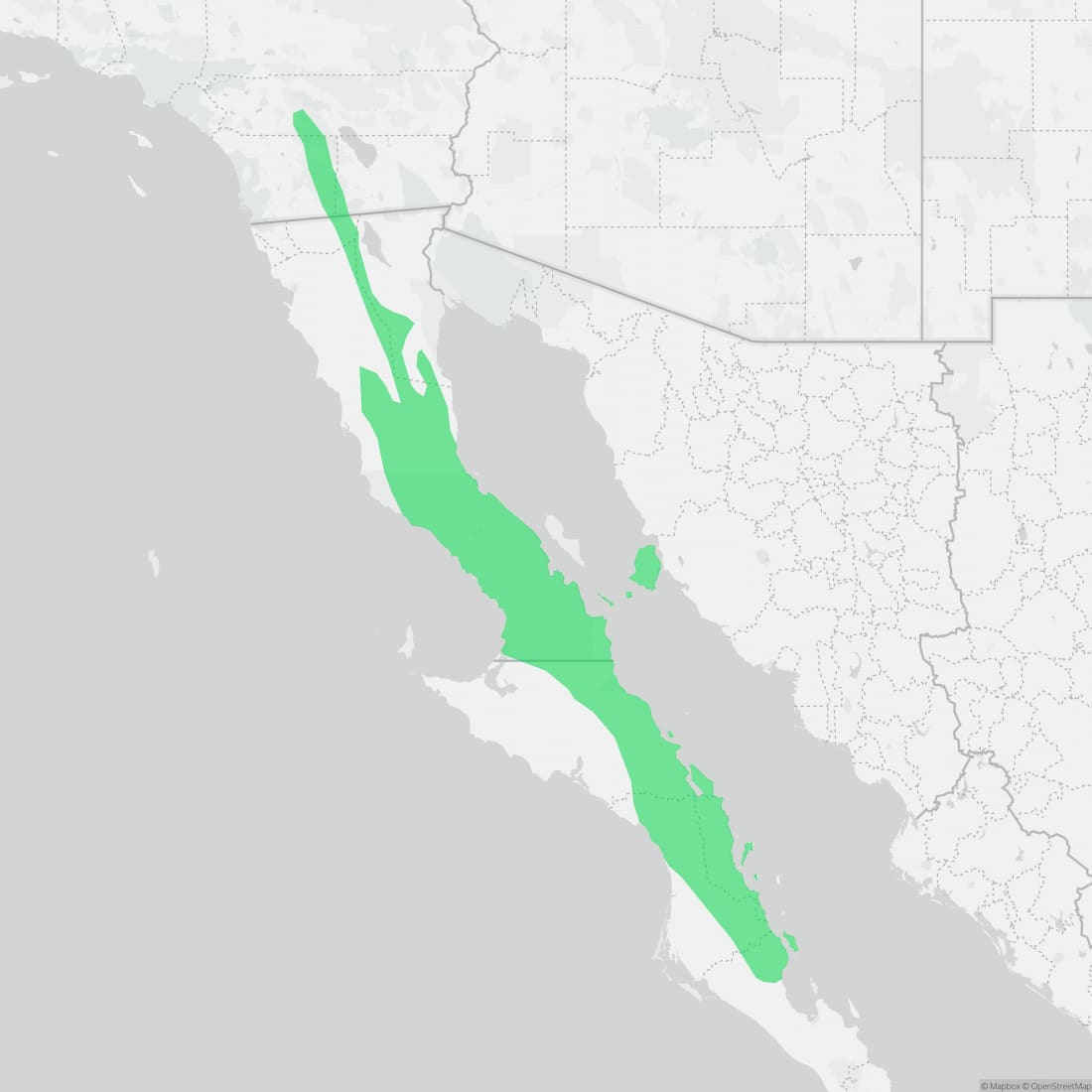 Range map for Peninsular Leaf-toed Gecko
