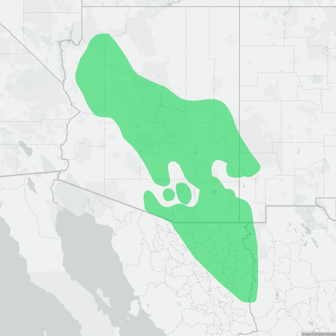 Range map for Sonoran Spotted Whiptail