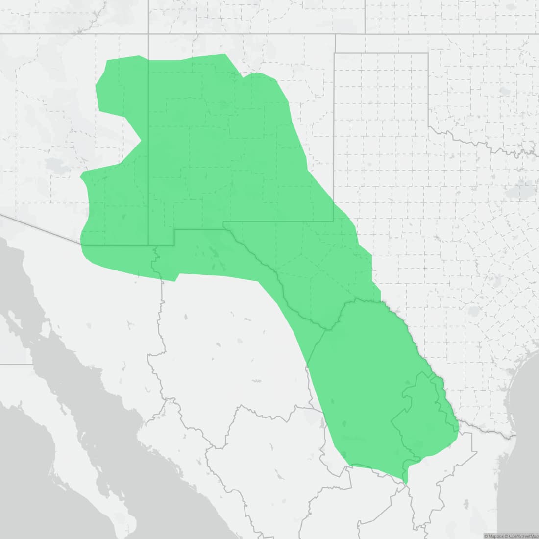 Range map for Southwestern Fence Lizard
