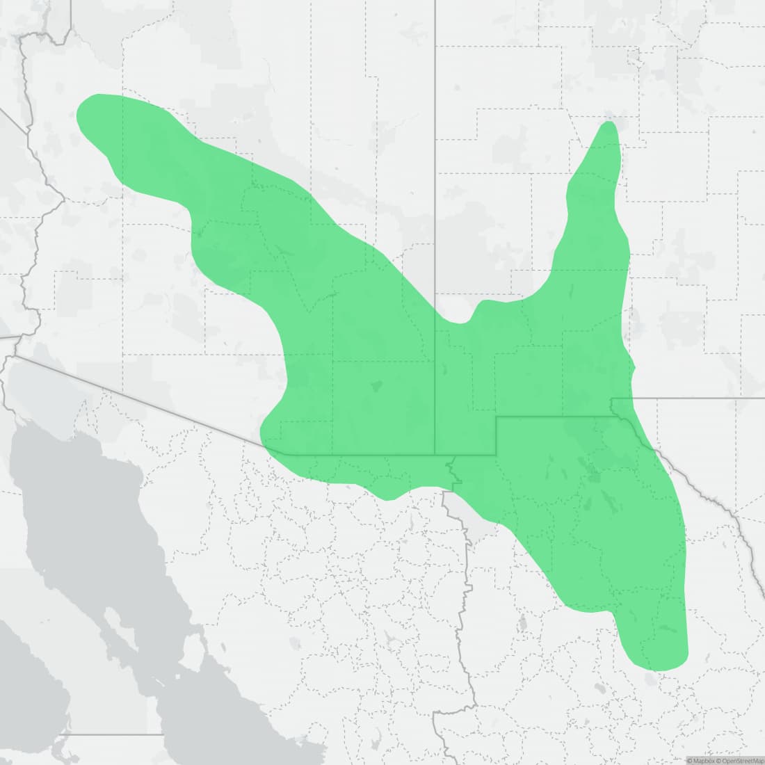 Range map for Desert Grassland Whiptail