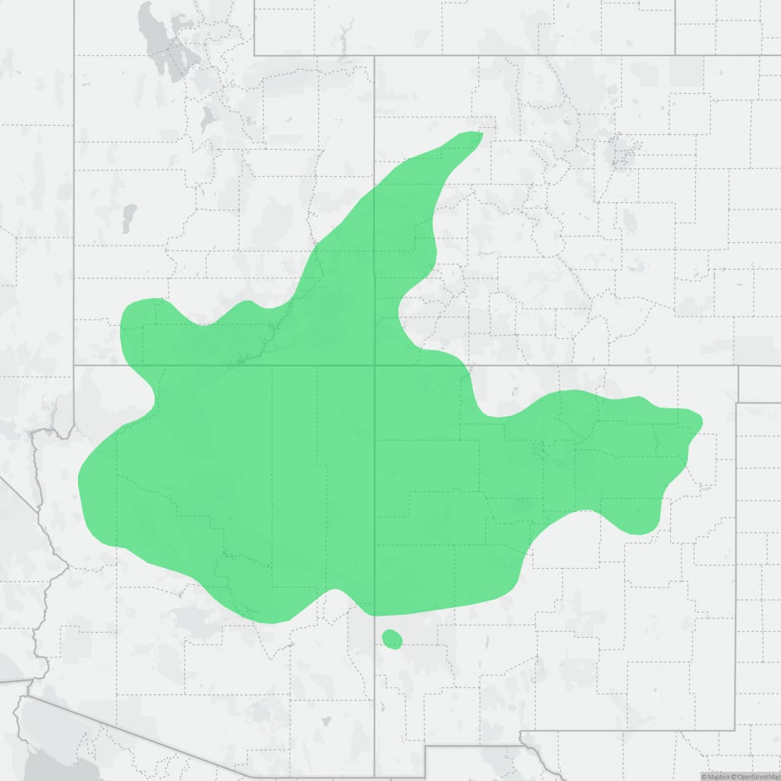 Range map for Plateau Striped Whiptail