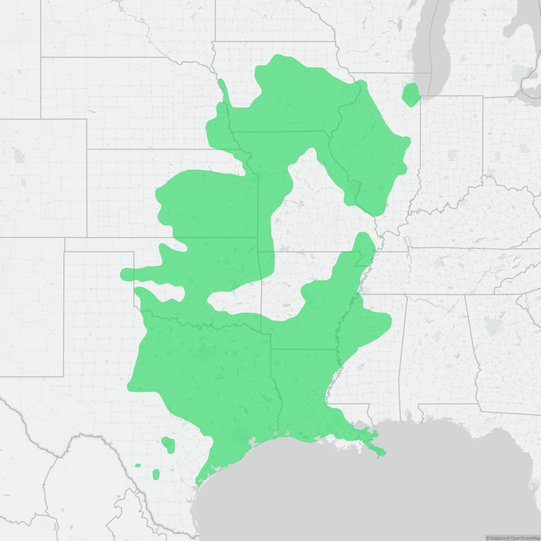 Range map for Graham's Crayfish Snake