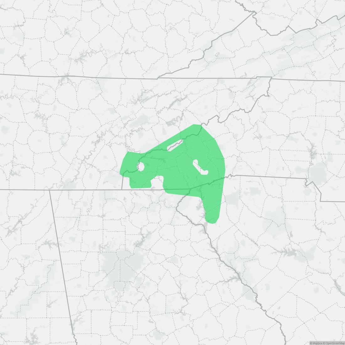 Range map for Southern Appalachian Salamander