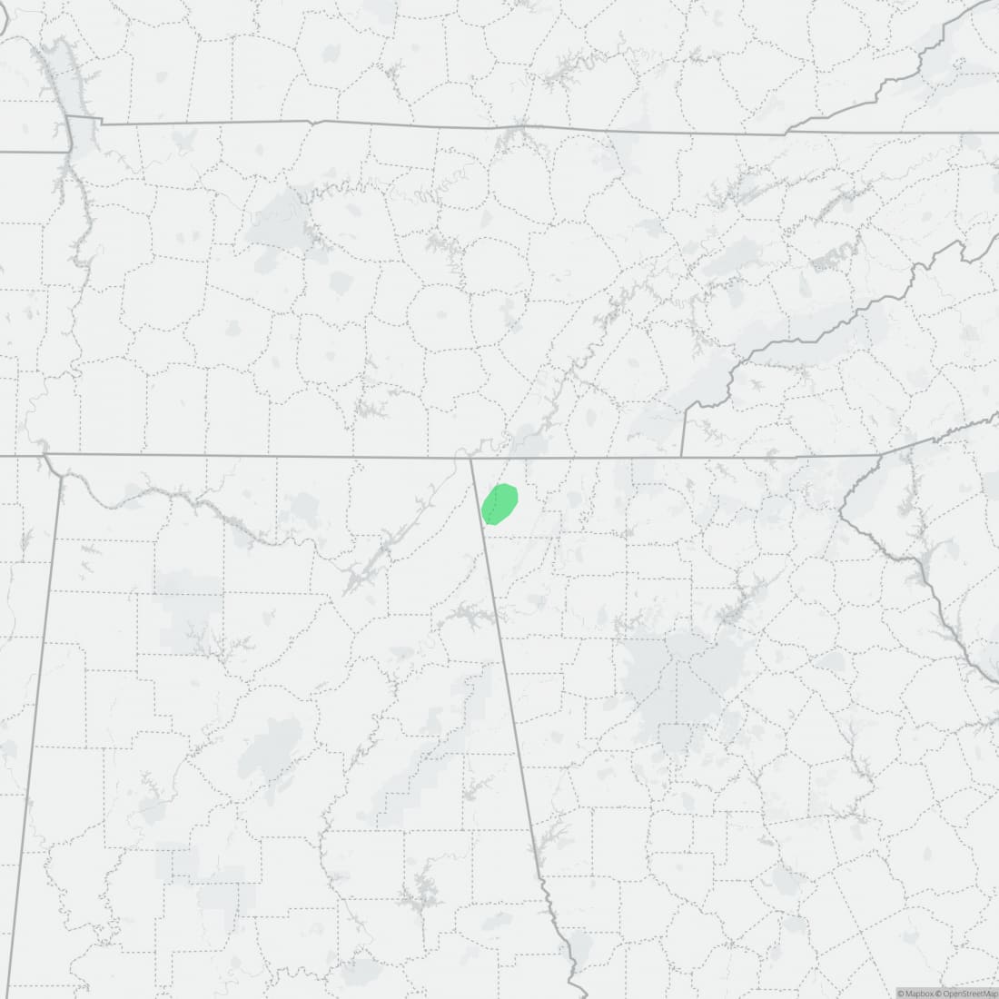 Range map for Pigeon Mountain Salamander