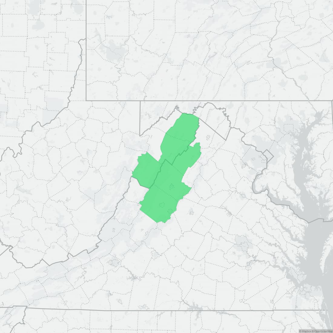 Range map for Cow Knob Salamander