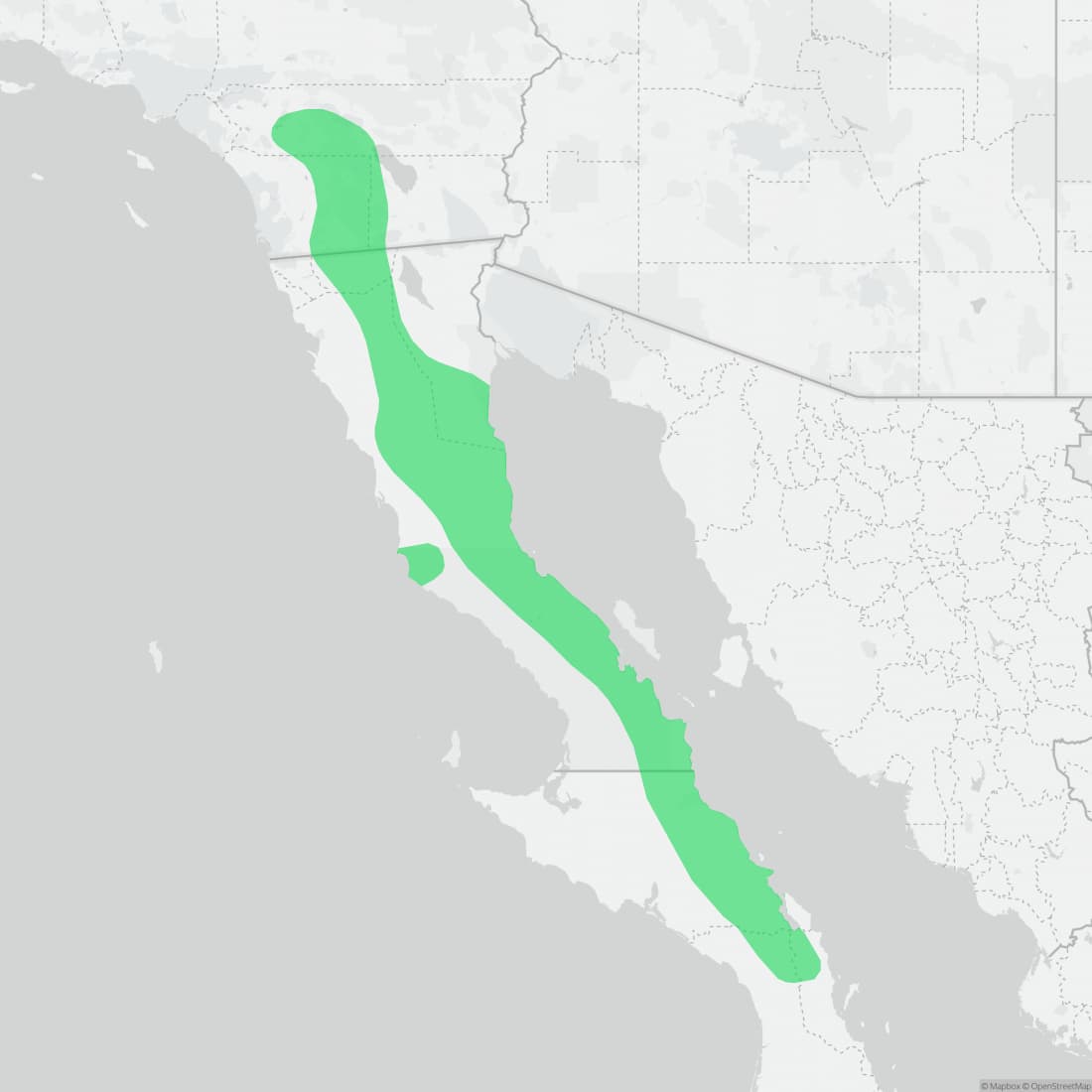 Range map for Baja California Collared Lizard