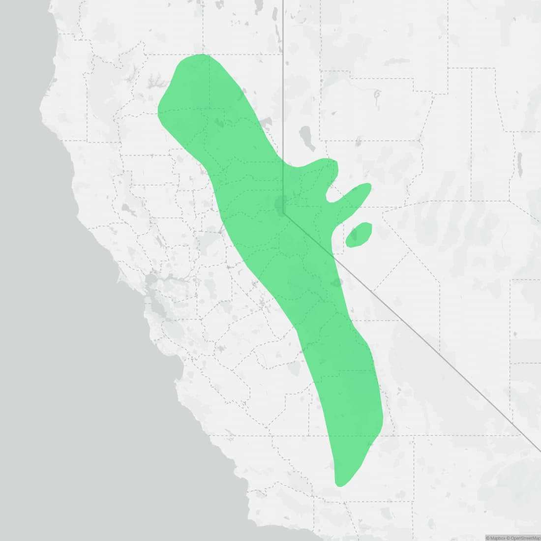 Range map for Sierra Garter Snake