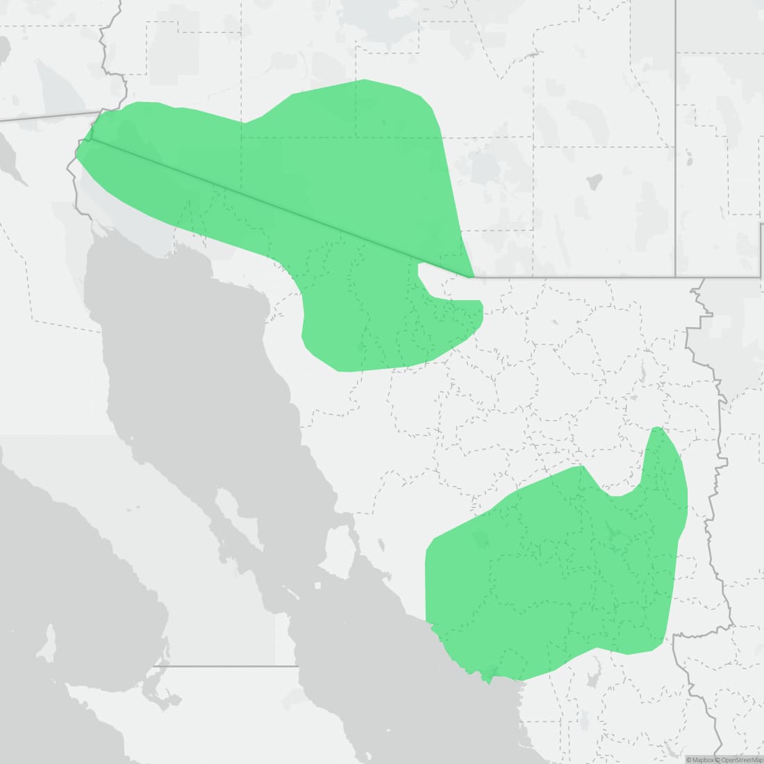 Range map for Sonoran Collared Lizard
