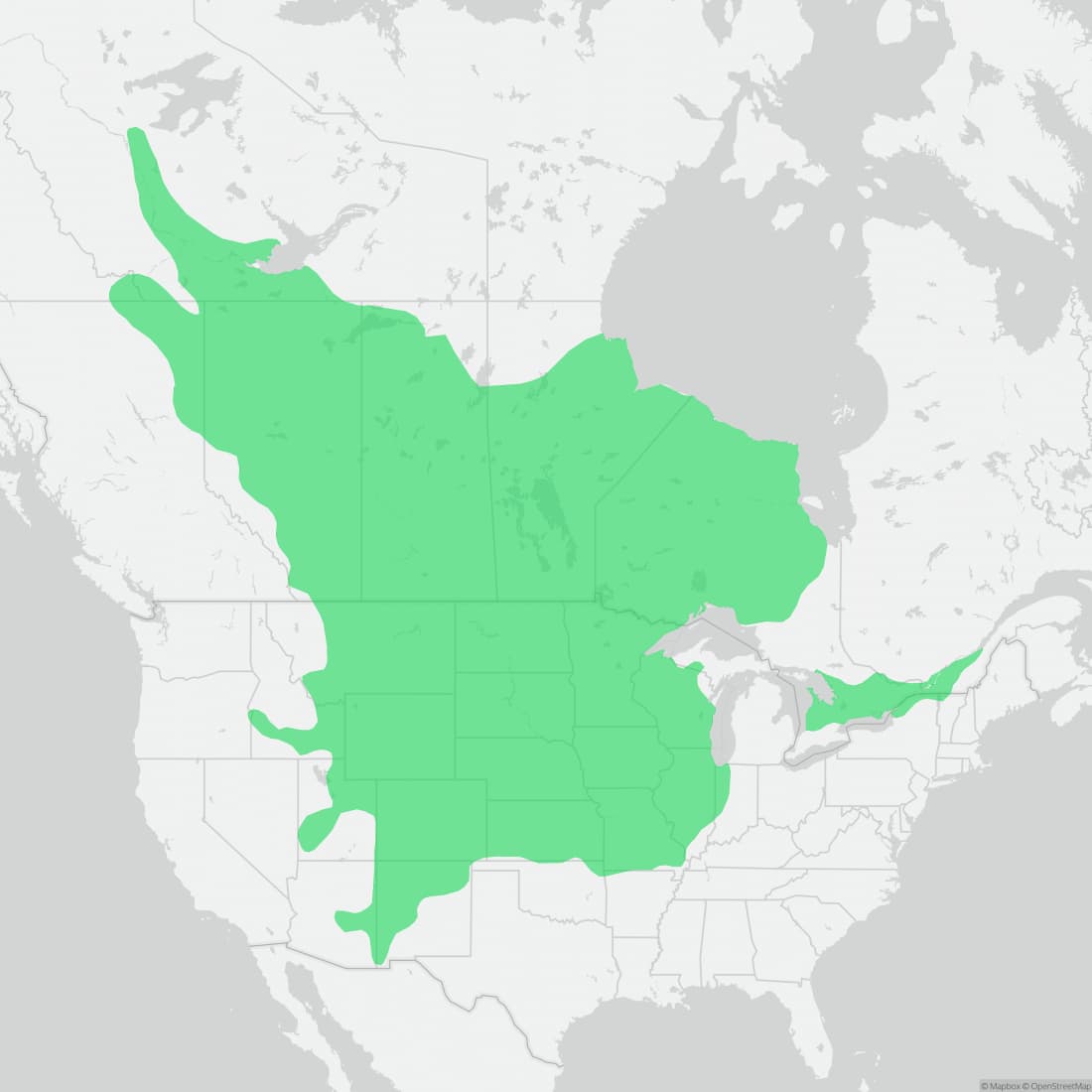Range map for Boreal Chorus Frog