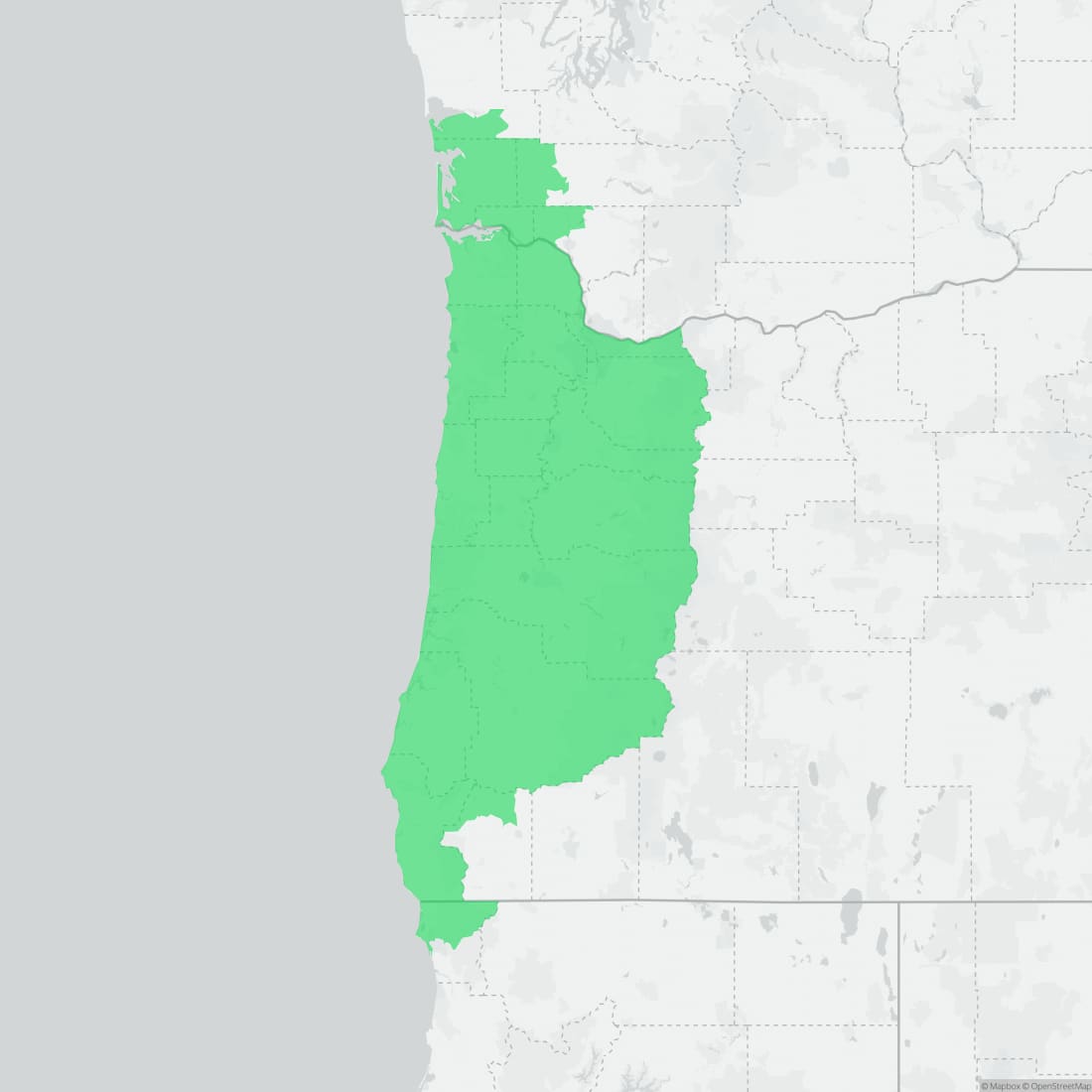 Range map for Dunn's Salamander
