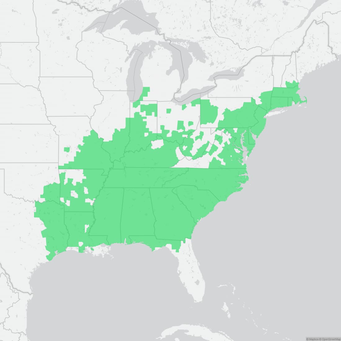 Range map for Marbled Salamander
