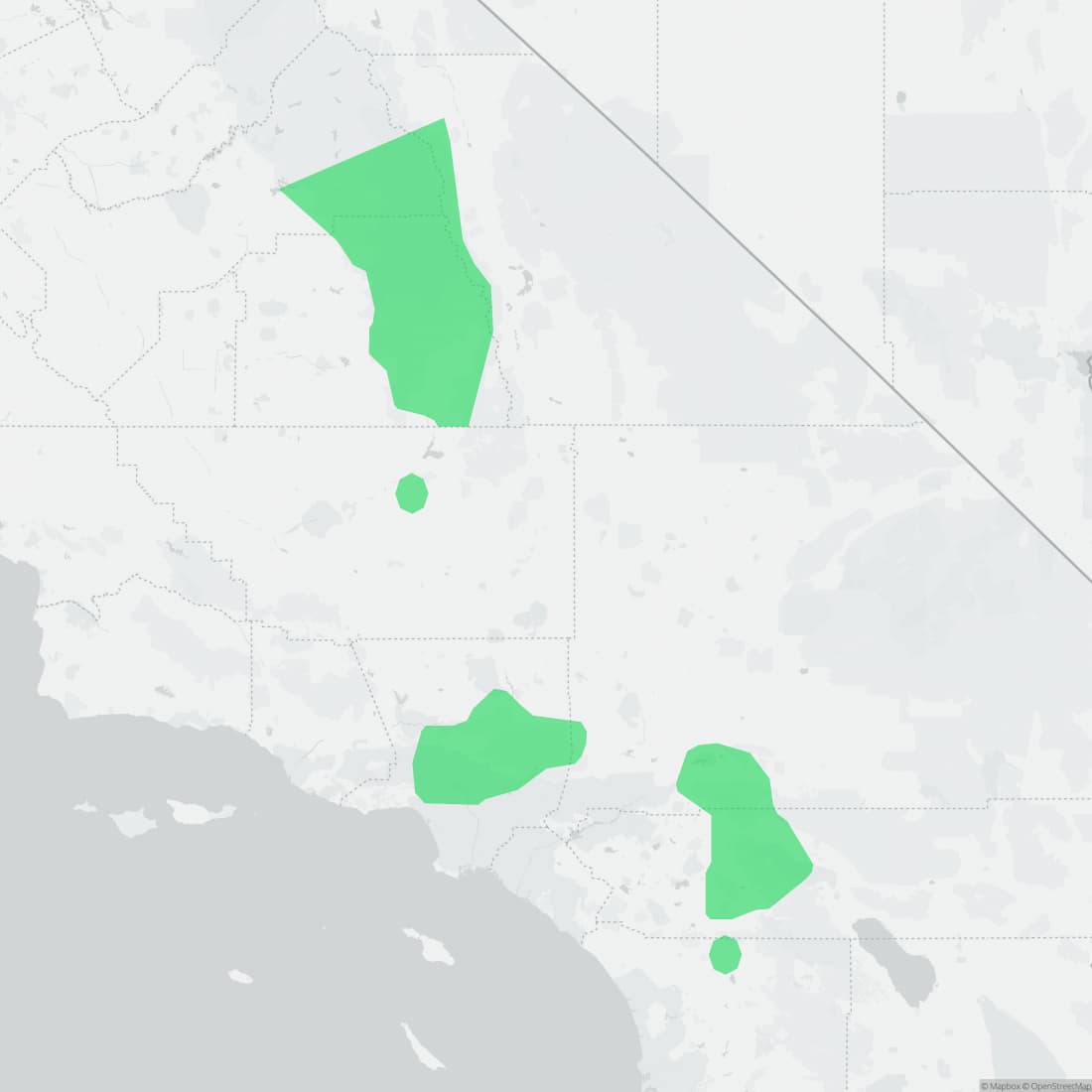 Range map for Southern Mountain Yellow-legged Frog