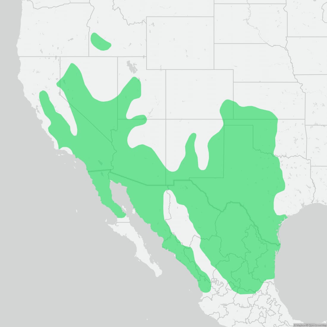 Range map for Long-nosed Snake