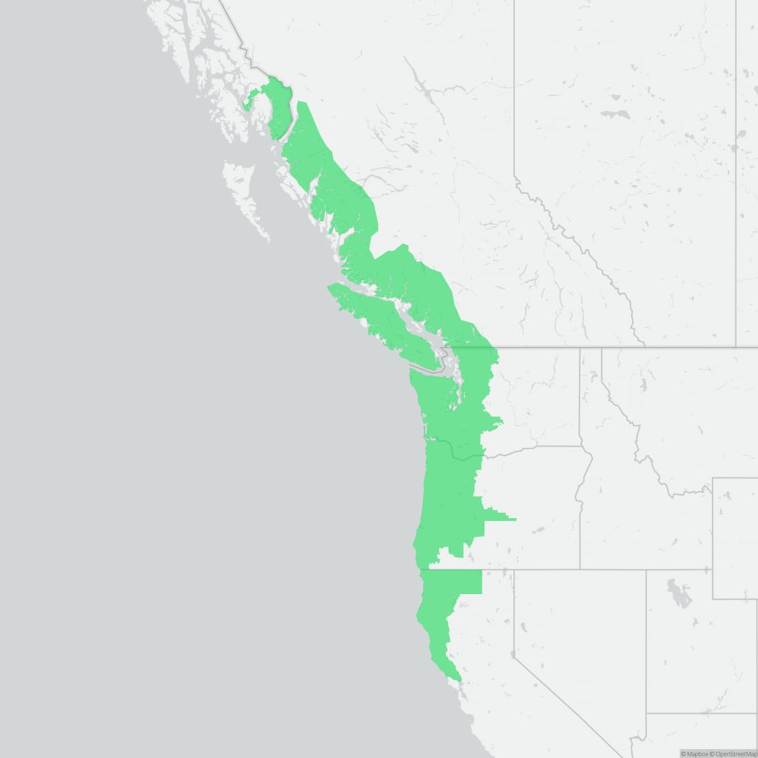 Range map for Northwestern Salamander