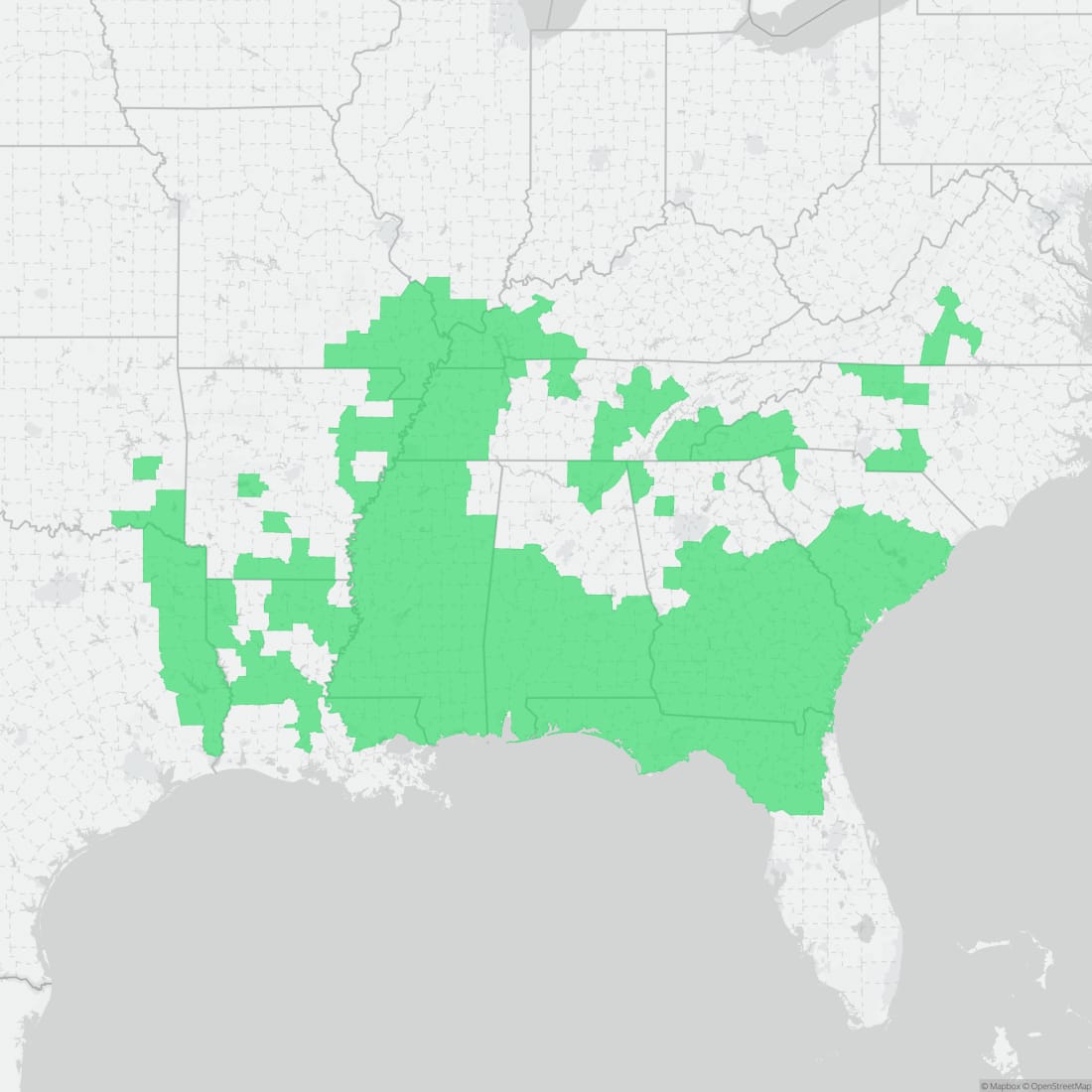 Range map for Mole Salamander