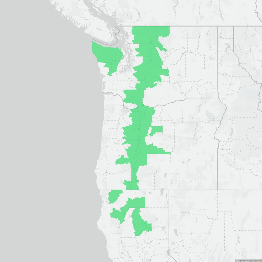 Range map for Cascades Frog