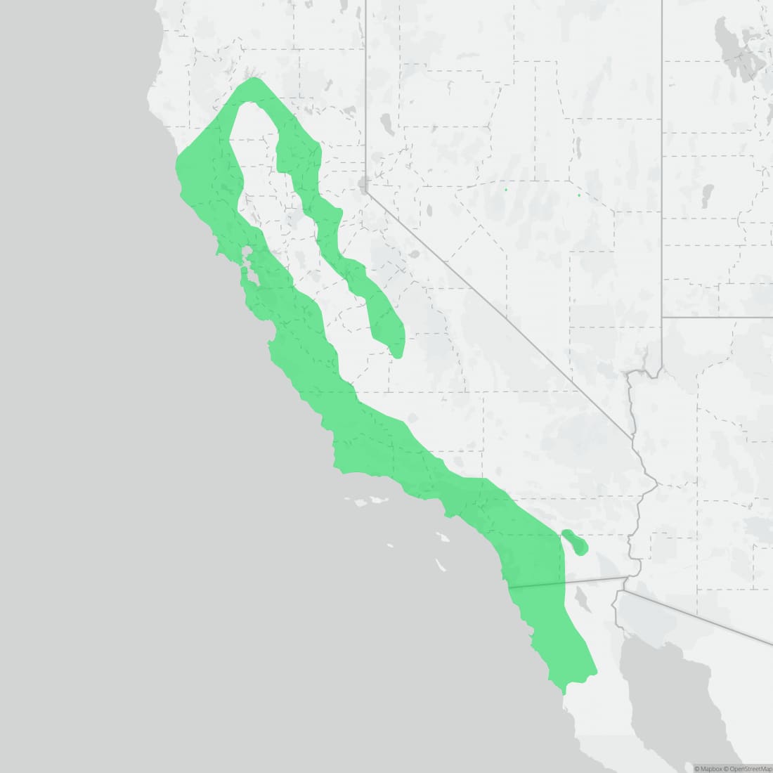 Range map for California Red-legged Frog