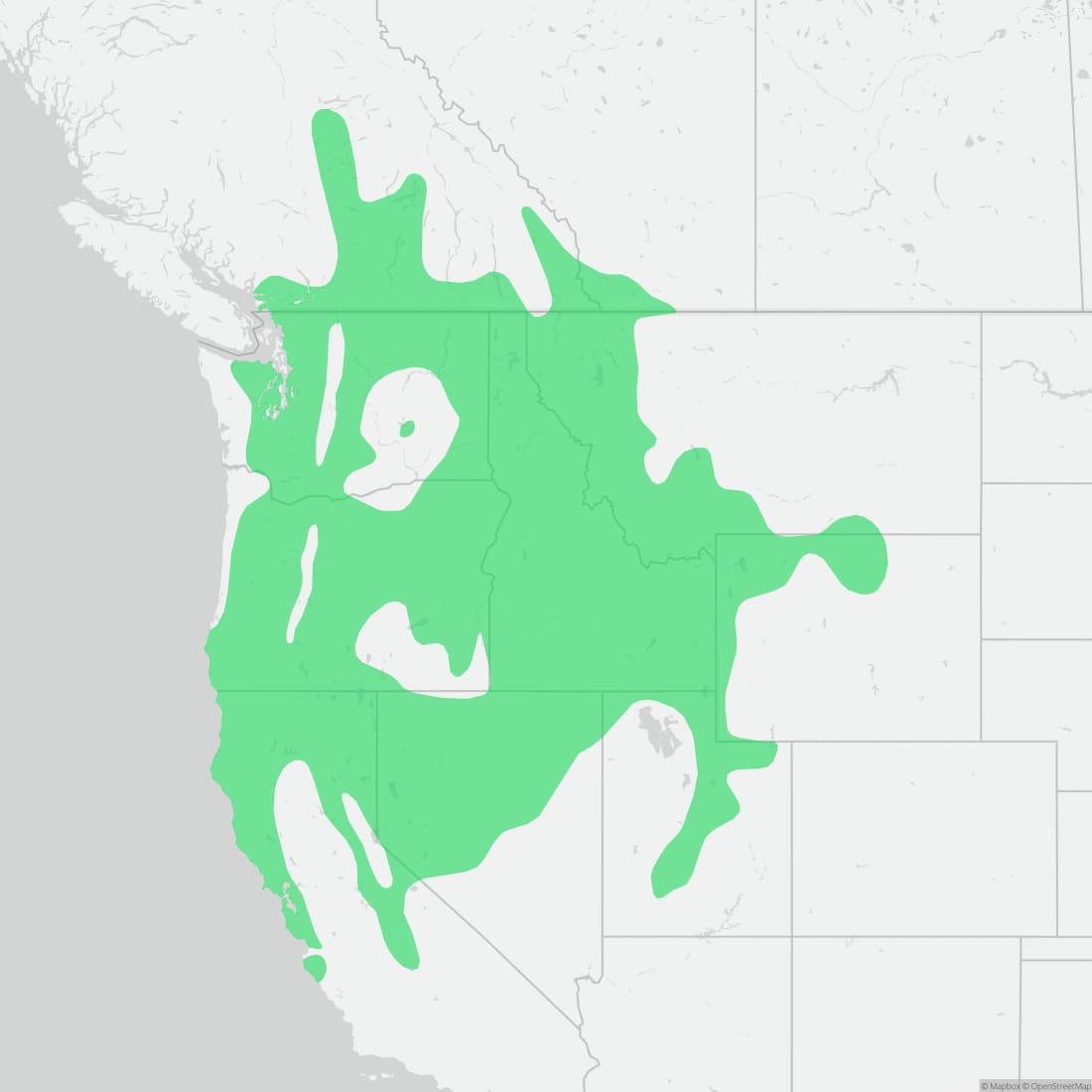 Range map for Northern Rubber Boa