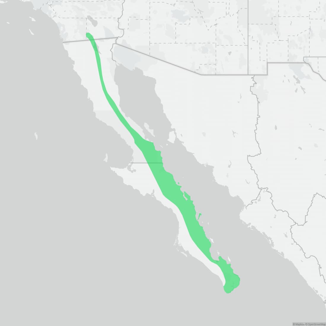 Range map for Baja California Ratsnake