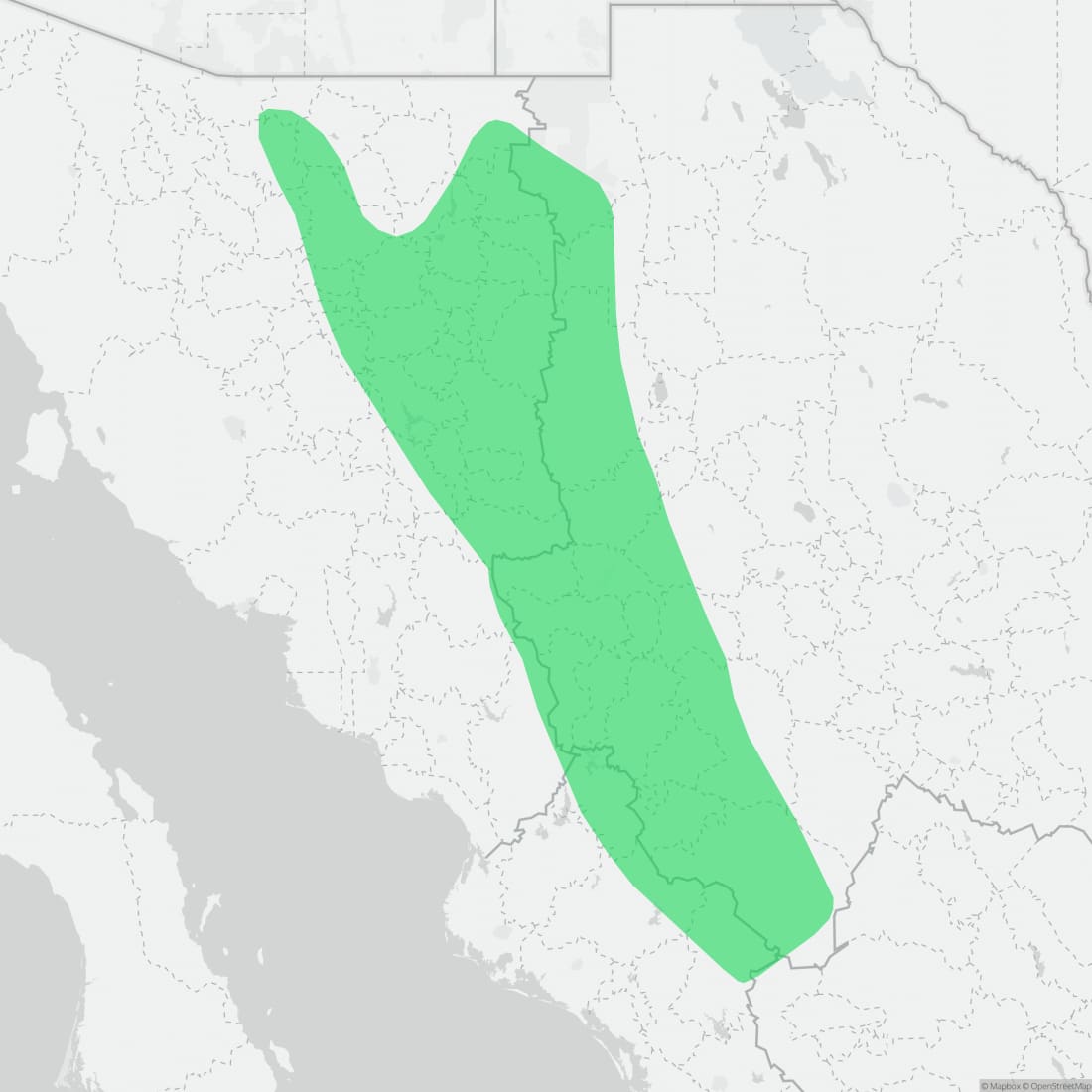 Range map for Tarahumara Frog