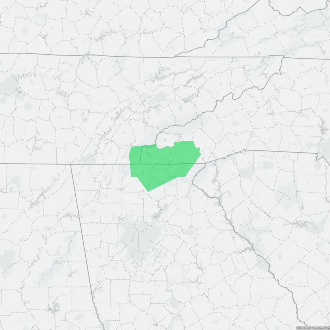 Range map for Chattahoochee Slimy Salamander