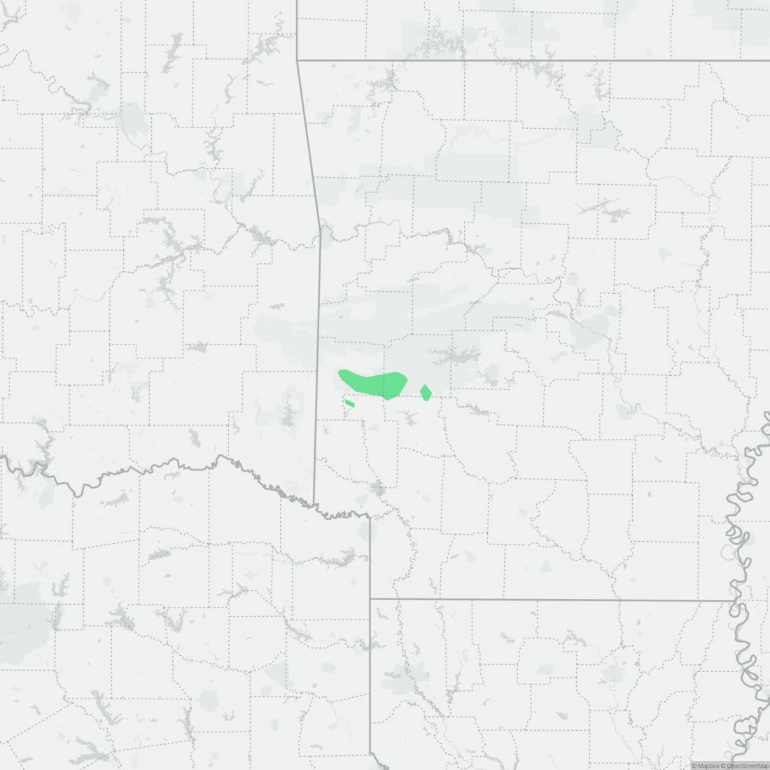 Range map for Caddo Mountain Salamander